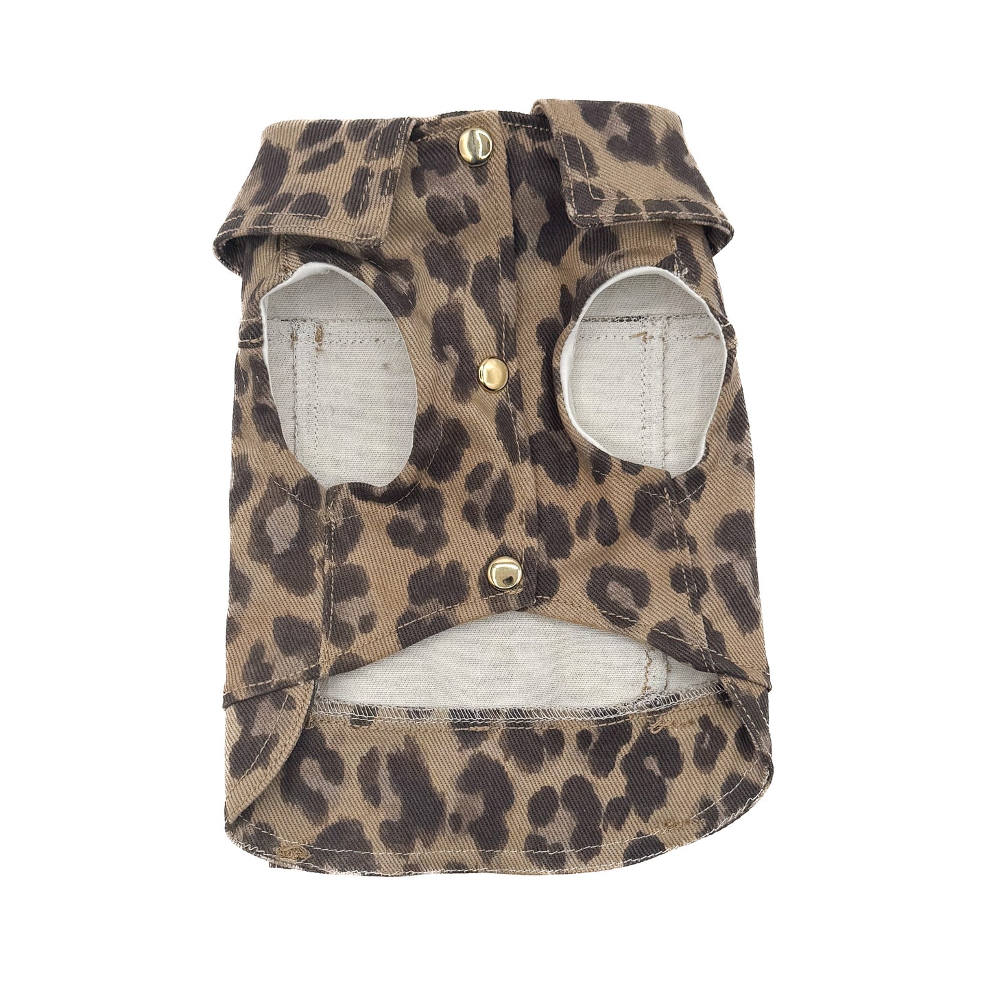 Baujeans couture Savana per cane di piccola taglia in tessuto maculato con decorazioni personalizzabili in cristalli e paillettes – Bauloveyou