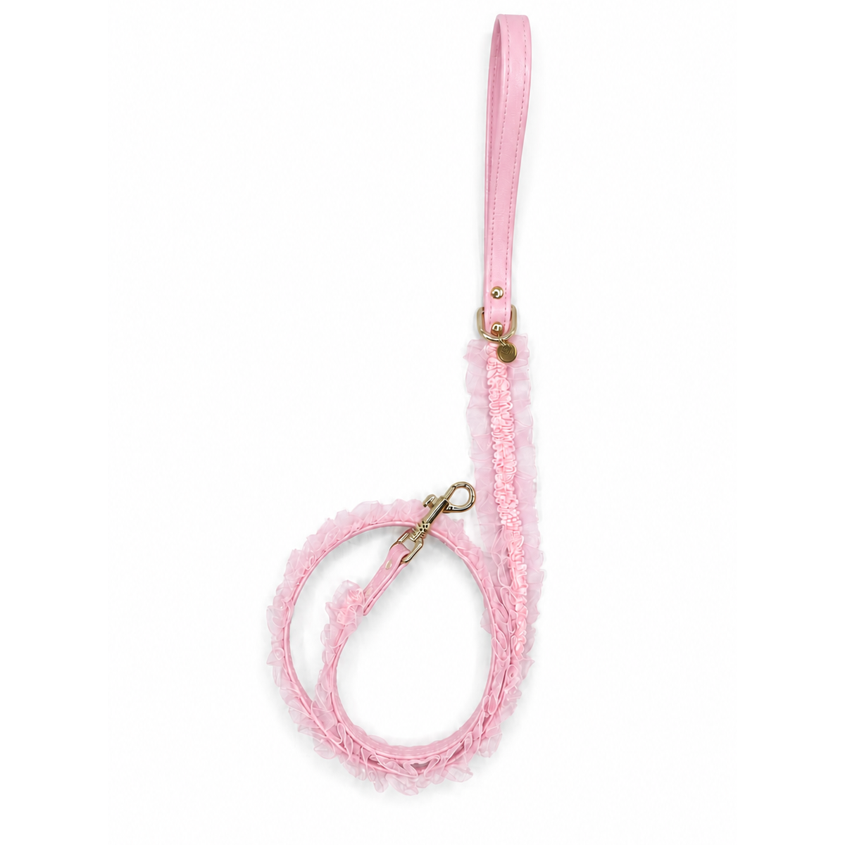 Guinzaglio Lingerie Rosa in ecopelle opaca con ruche per cani piccoli