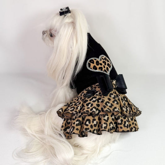 Abito Evelyne - Maglia e balze in maculato