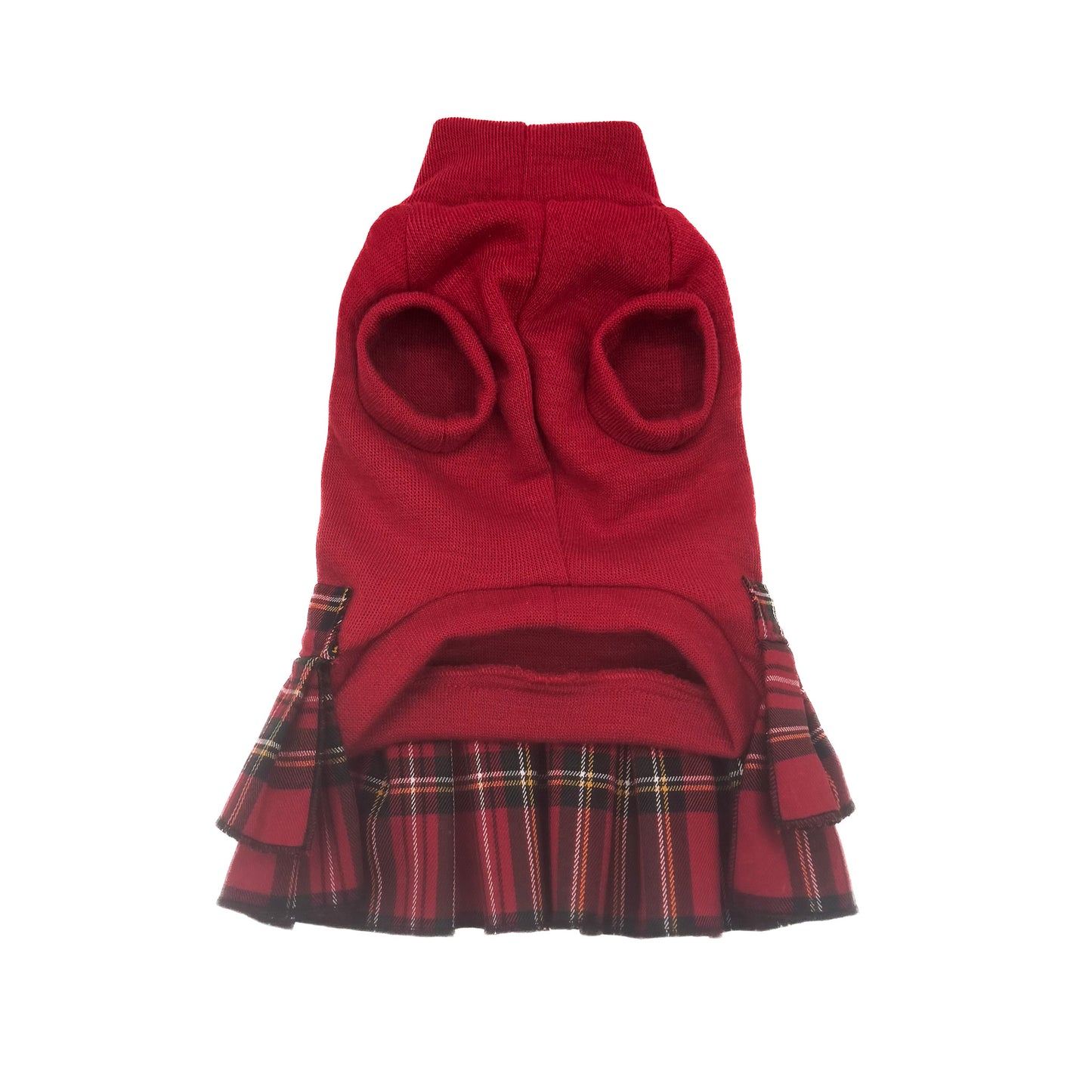 Abito Sibilla – Maglia Viscosa con Cristalli e Gonna Scozzese a Balze