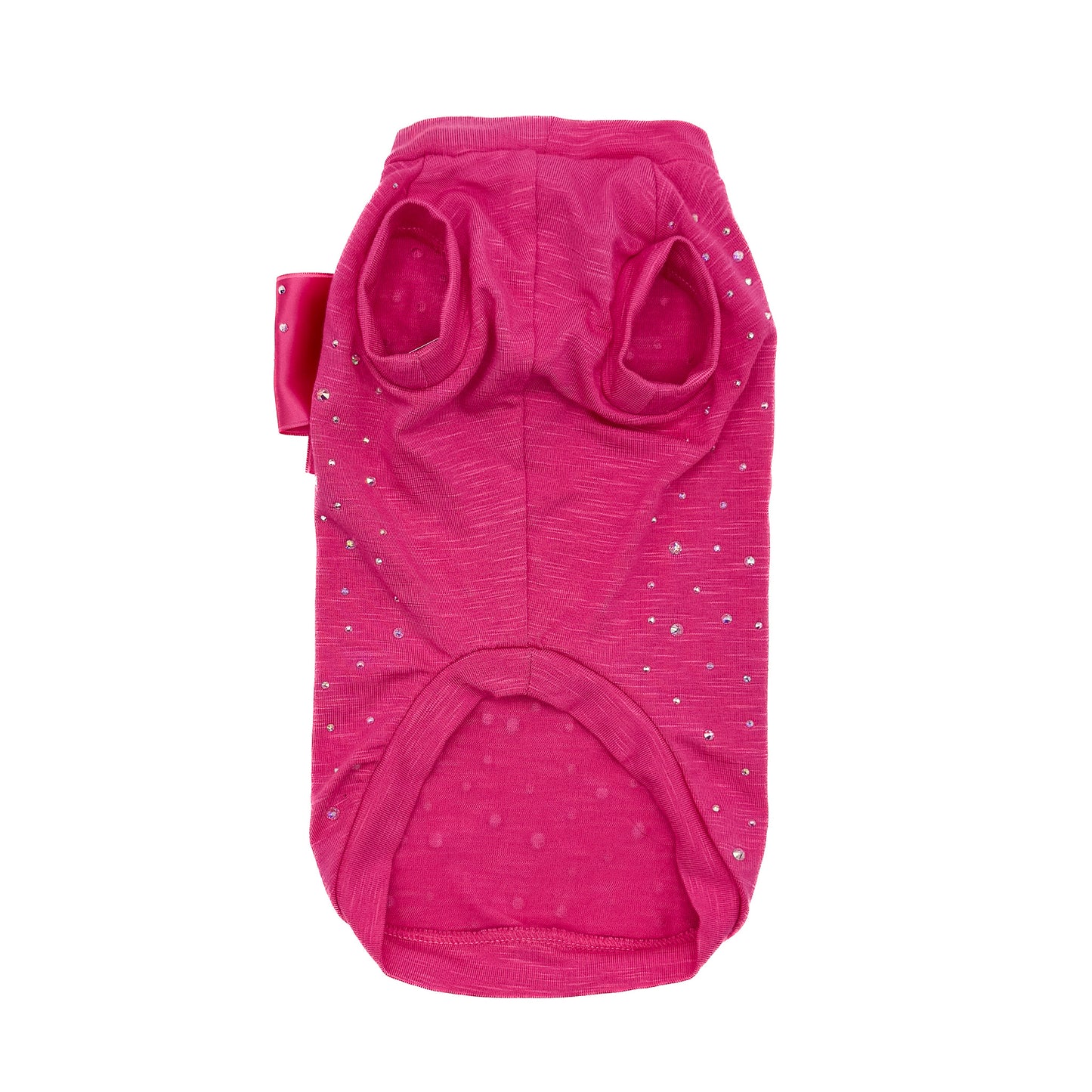 T-shirt BauLoveYou Starlight fucsia in misto stretch con cristalli aurora boreale per cani piccoli