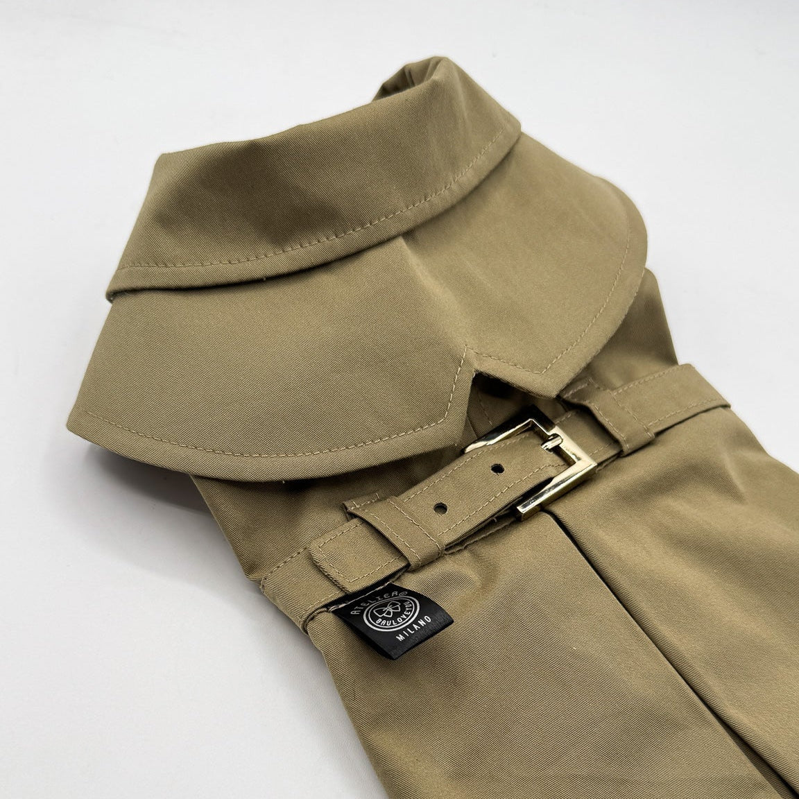 Trench Elan per cani piccoli interno scozzese beige dettaglio