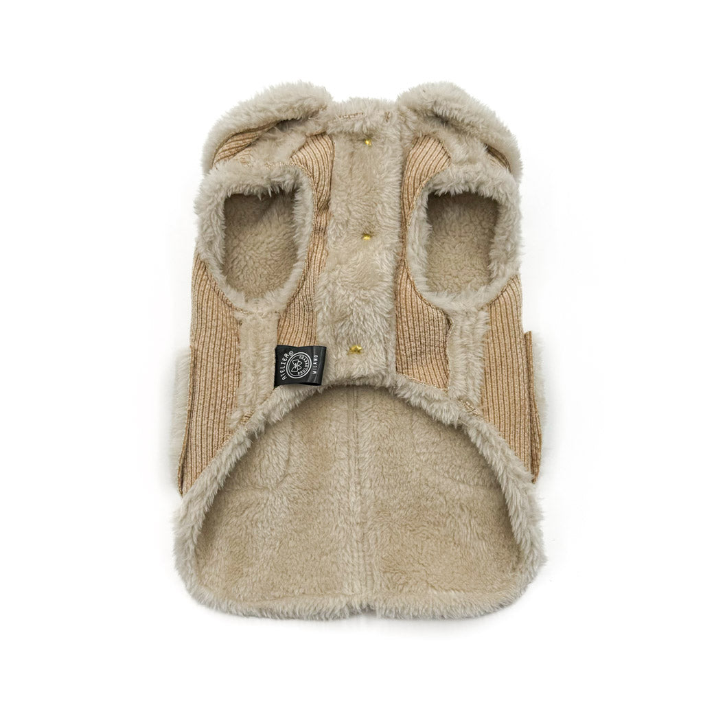 Cappottino Acacia aperto, con interno in pelliccia e bottoni