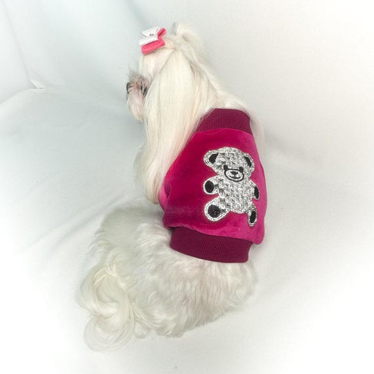 Maltese con la Felpa corta Bambù fucsia, vista da dietro