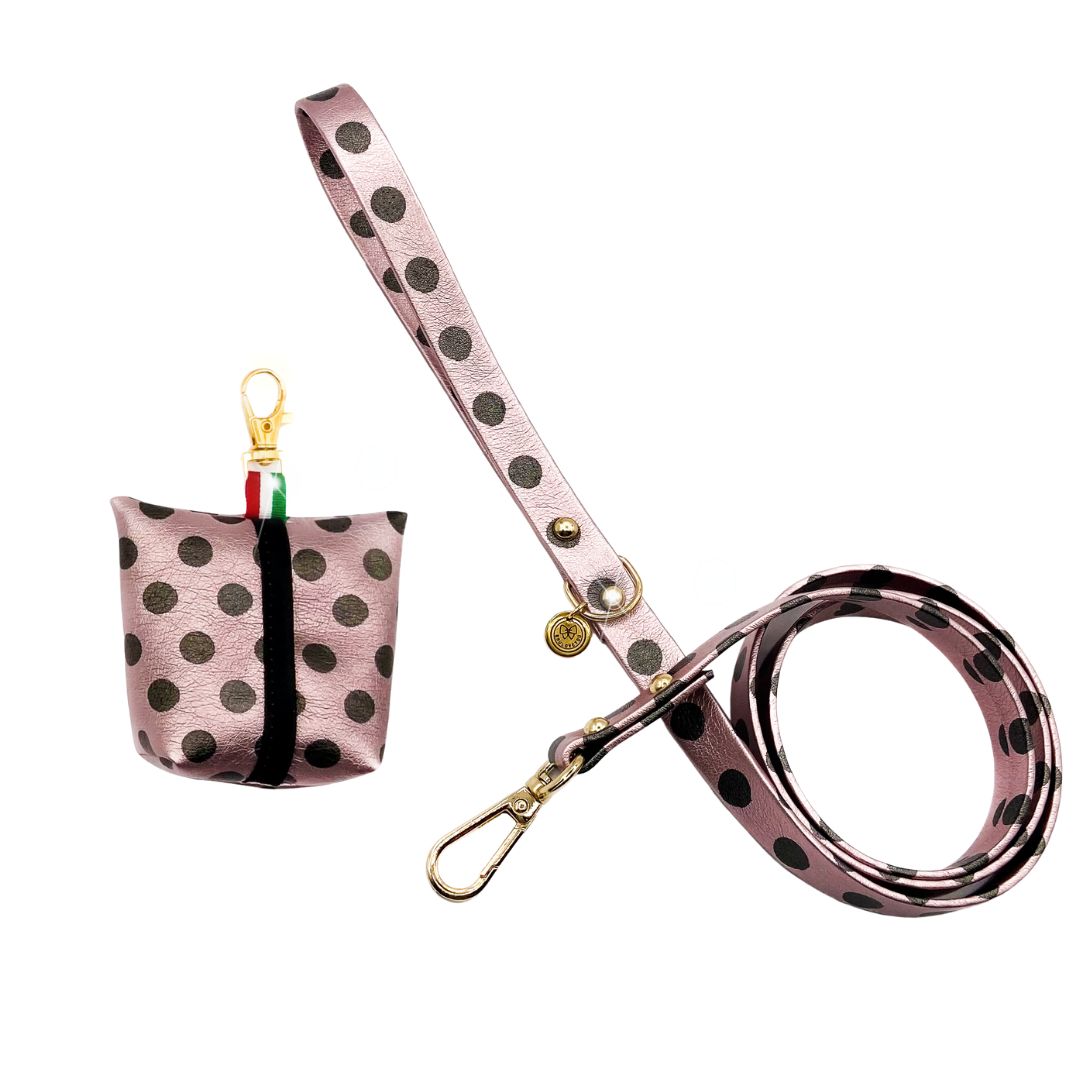 POIS ROSA guinzaglio e portasacchetti