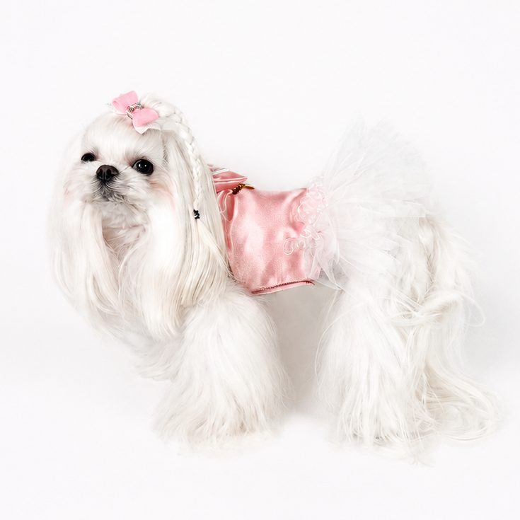 Abito tutu rosa Ginevra con corpetto in raso e gonna in tulle
