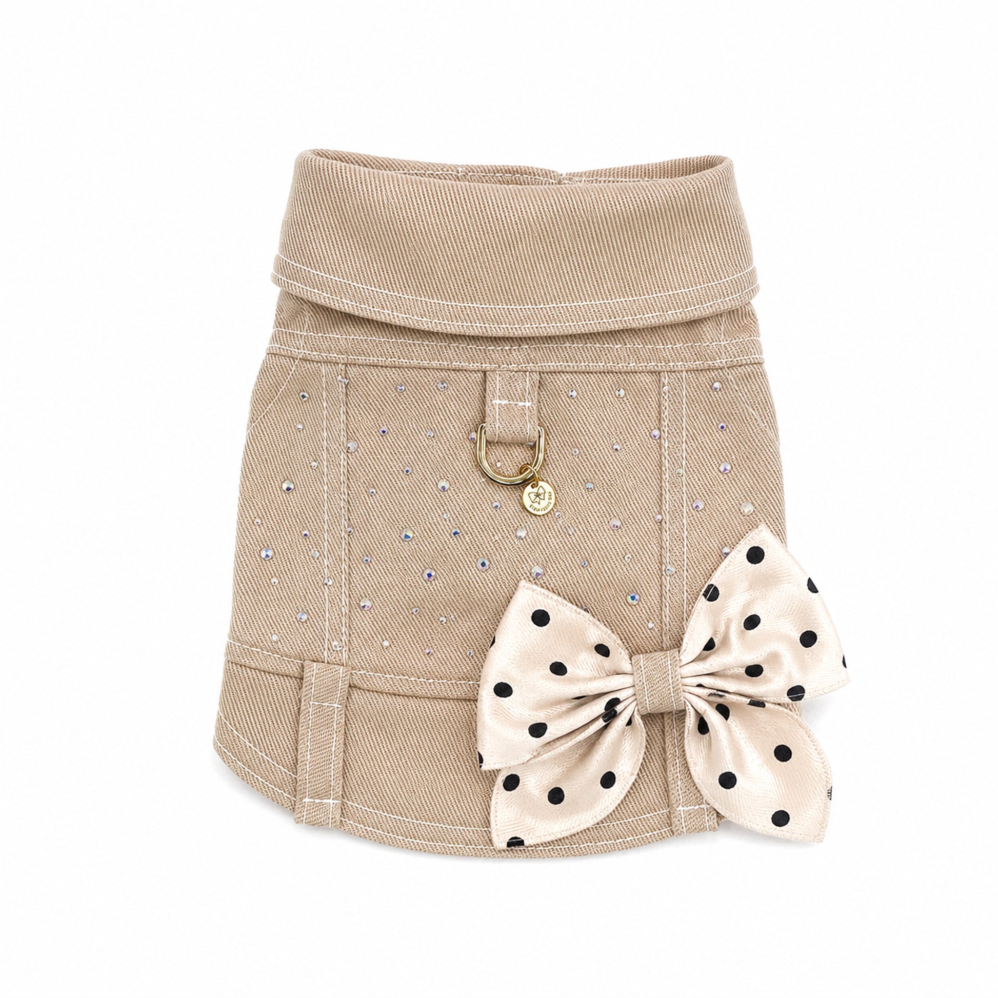 BauJeans Couture Stardust in denim sabbia su cane di piccola taglia