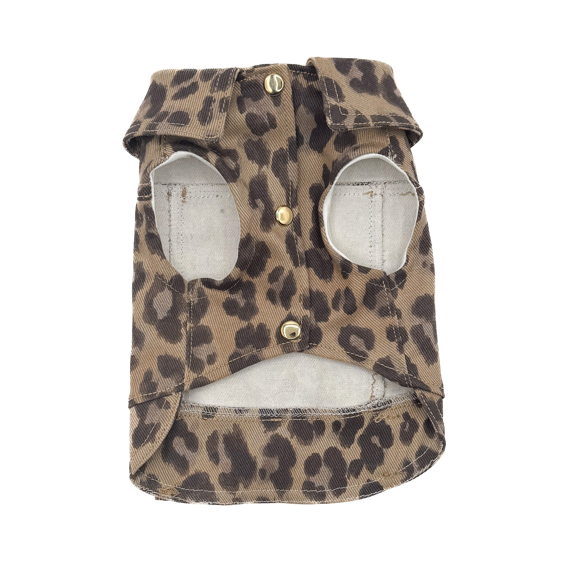 Baujeans couture Savana per cane di piccola taglia in tessuto maculato con decorazioni personalizzabili in cristalli e paillettes – Bauloveyou