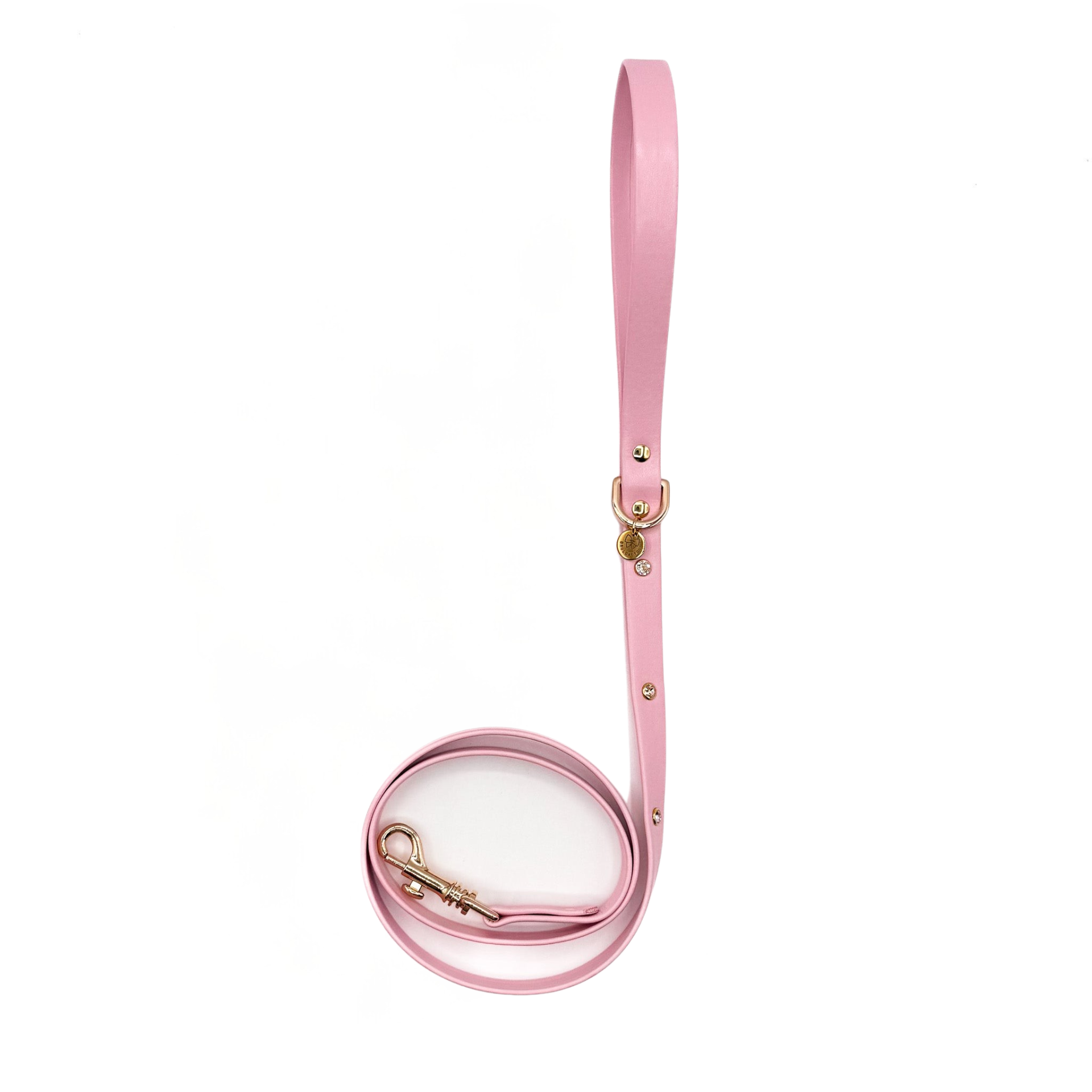 GUINZAGLIO ROSA IN ECOPELLE CON 3 CRISTALLI