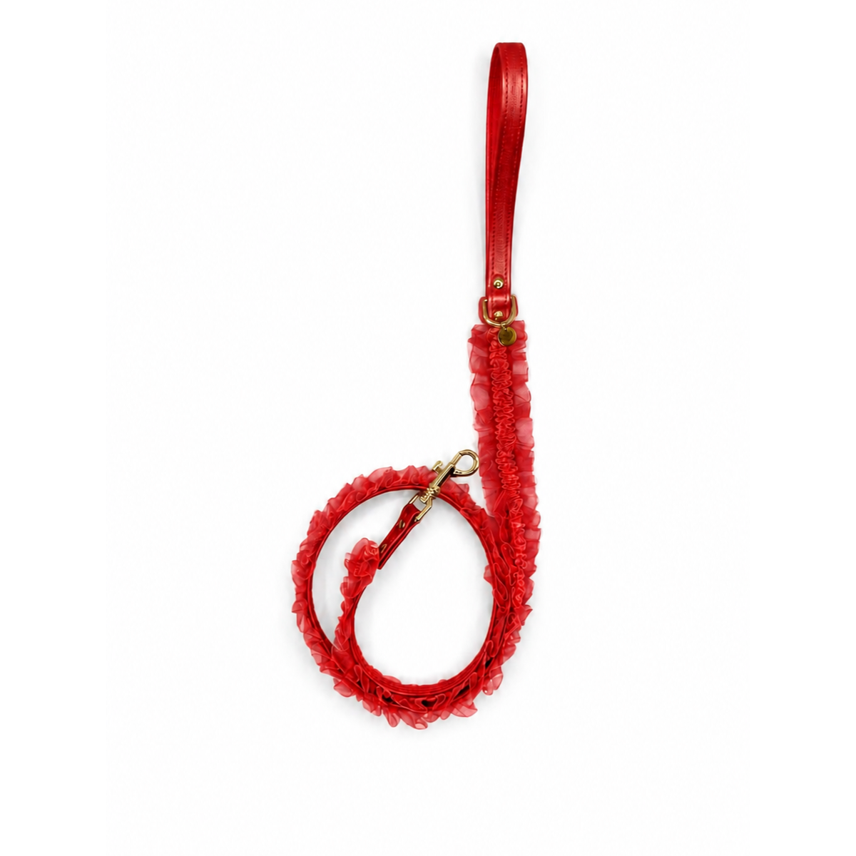 Guinzaglio Lingerie Rosso in ecopelle con ruche per cani piccoli