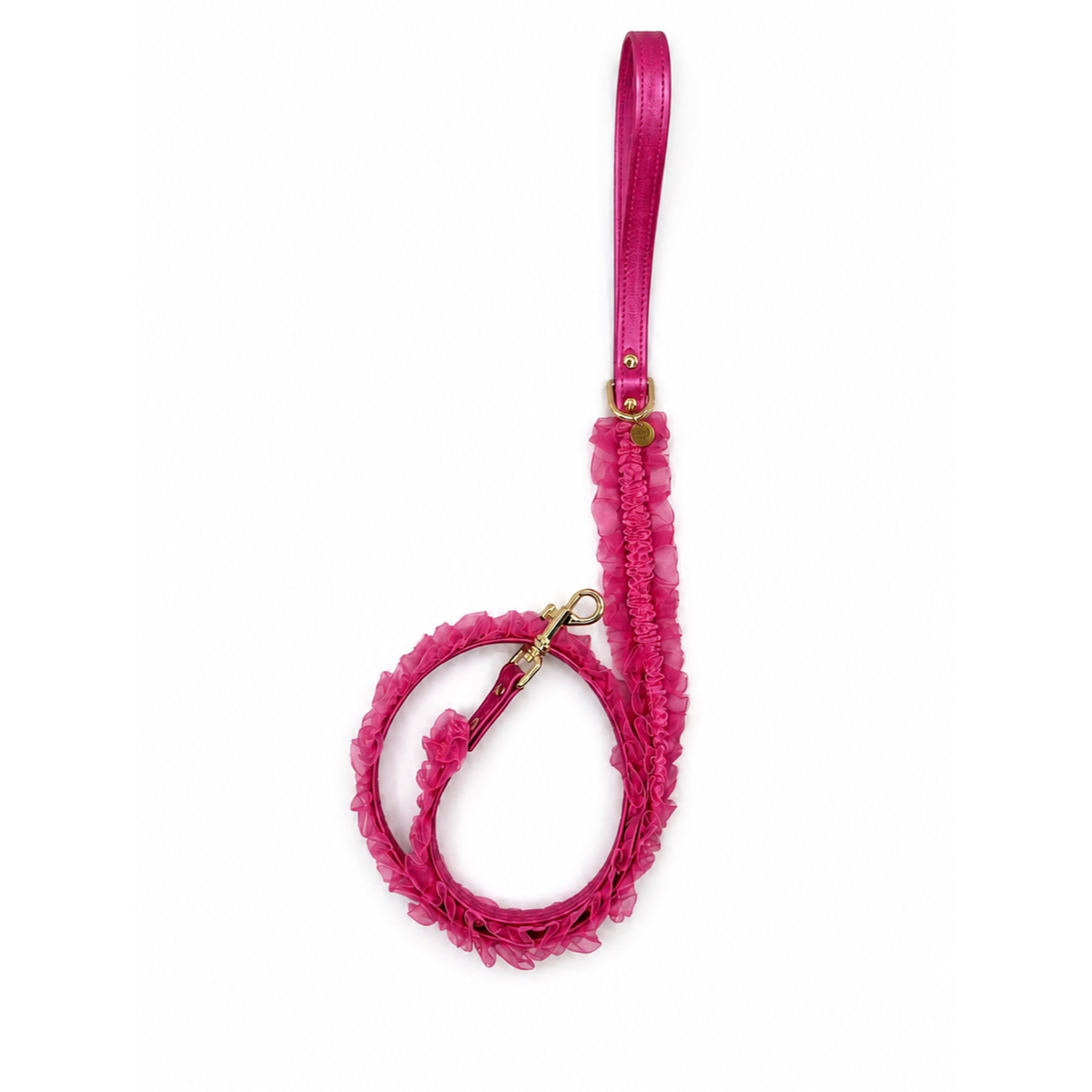 Guinzaglio Lingerie Fuxia in ecopelle con ruche per cani piccoli