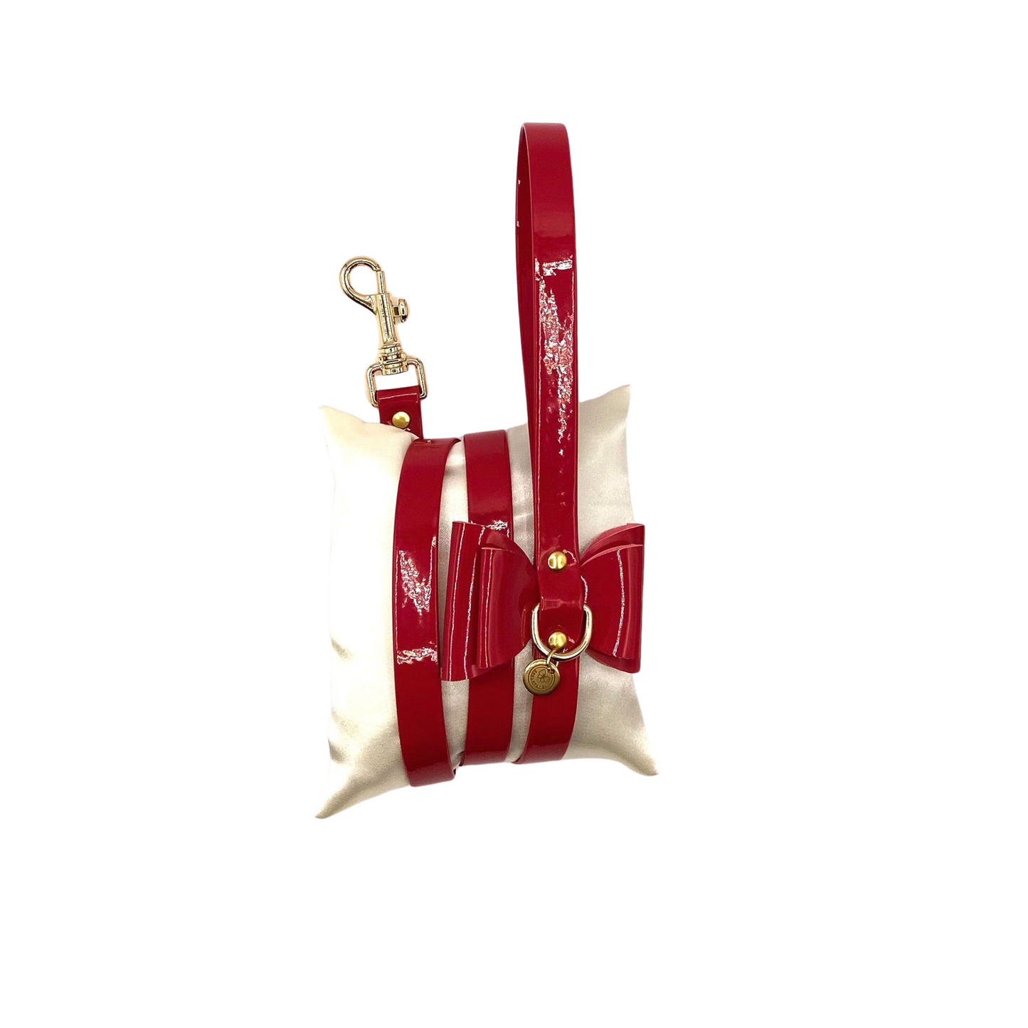 Guinzaglio in vernice rossa con fiocco