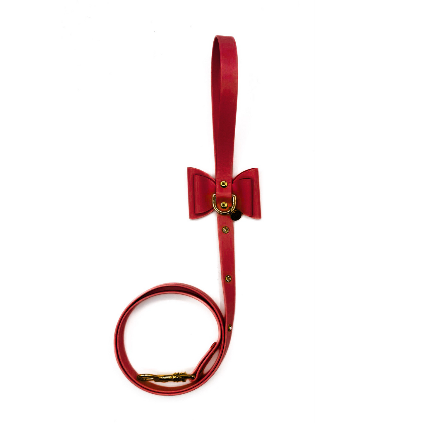 Guinzaglio in ecopelle rosso con cristalli 