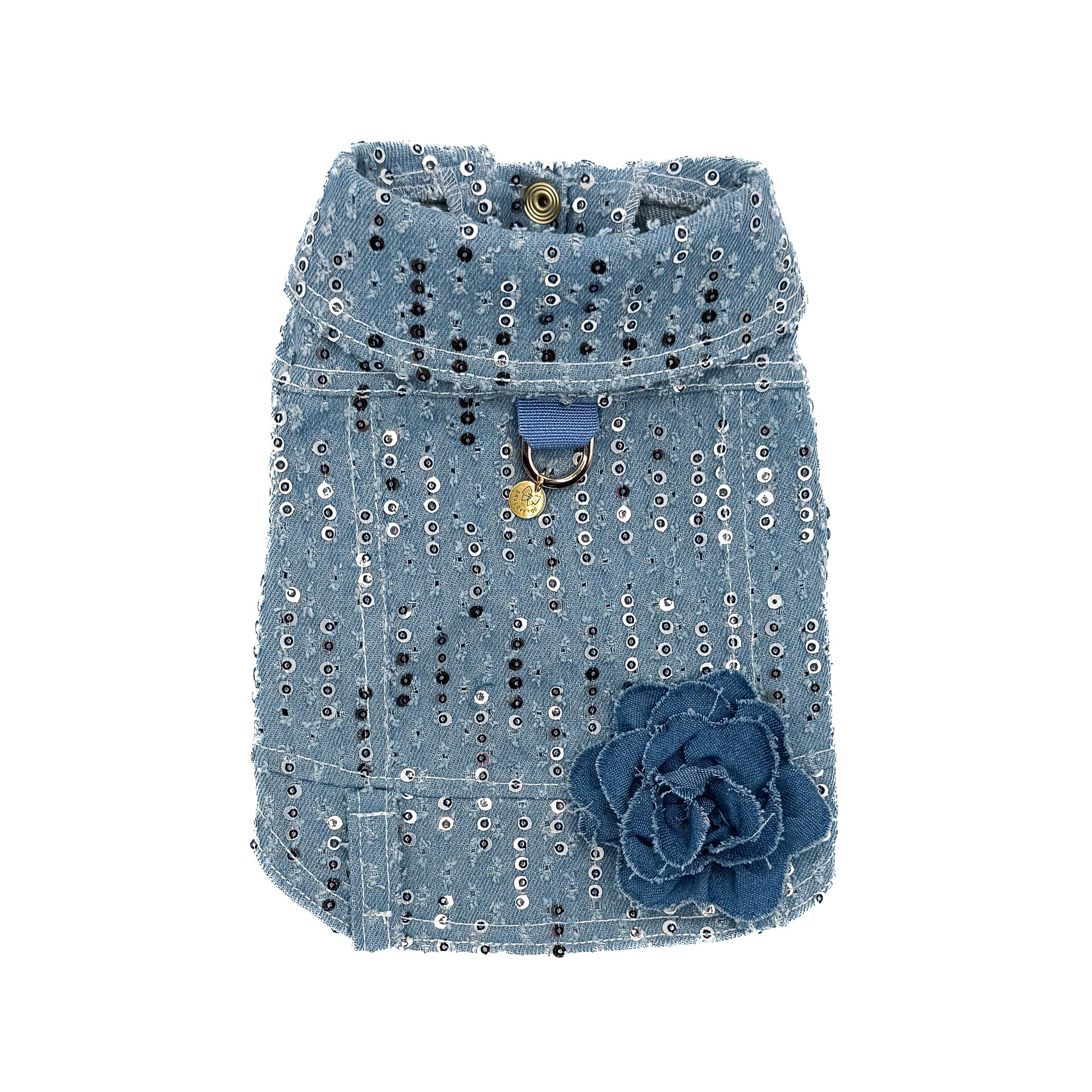 Baujeans Eclat denim con fiocco in jeans per cani piccoli