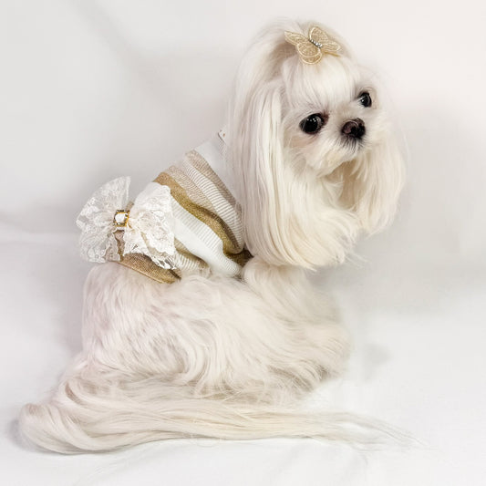 Felpina Nina per Cani Piccoli – Cotone Rigato con Lurex