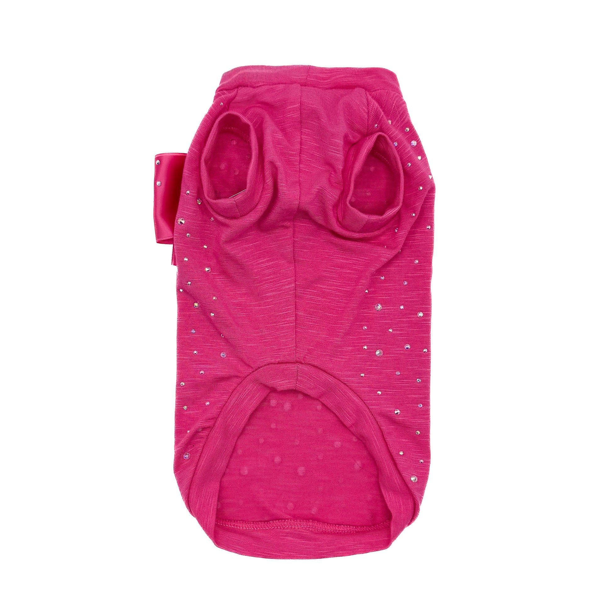 T-shirt BauLoveYou Starlight fucsia in misto stretch con cristalli aurora boreale per cani piccoli