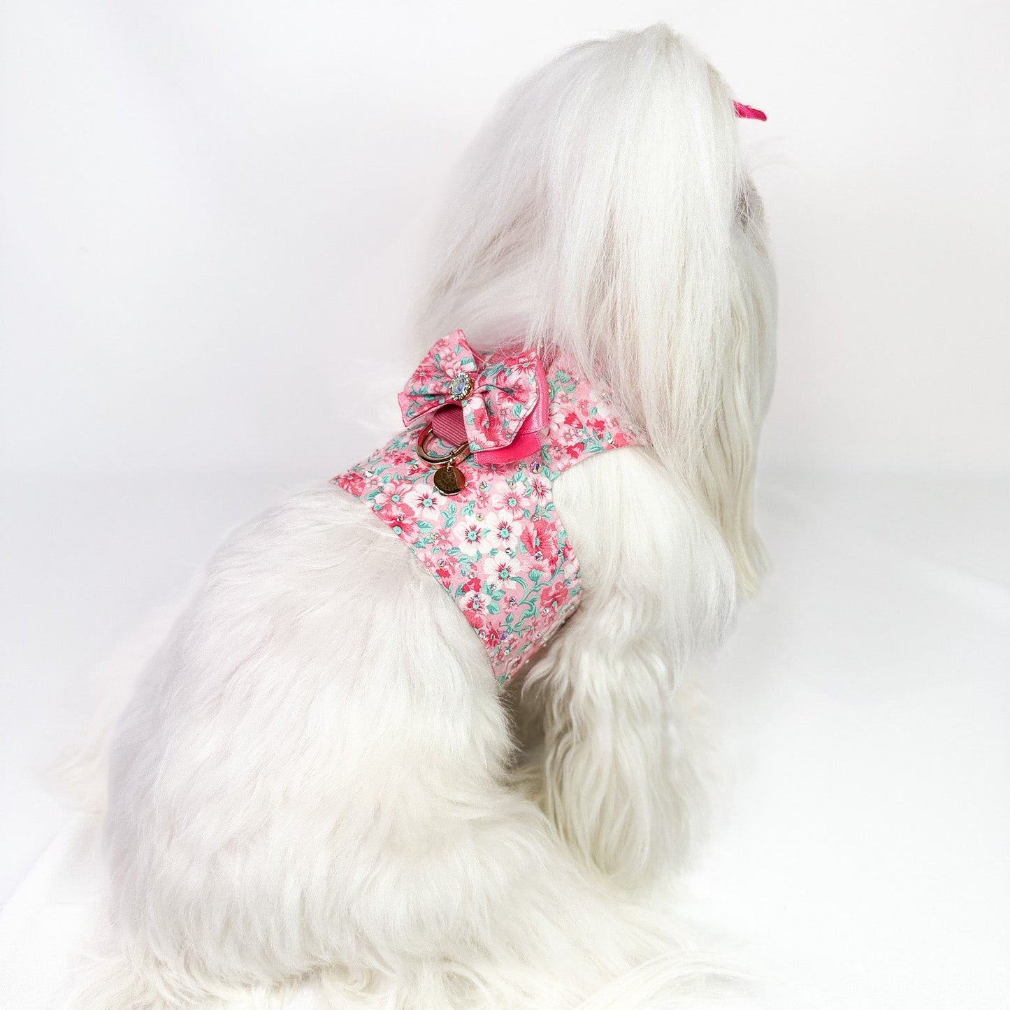 Cane piccolo con brassiere Liberty in cotone a fiori