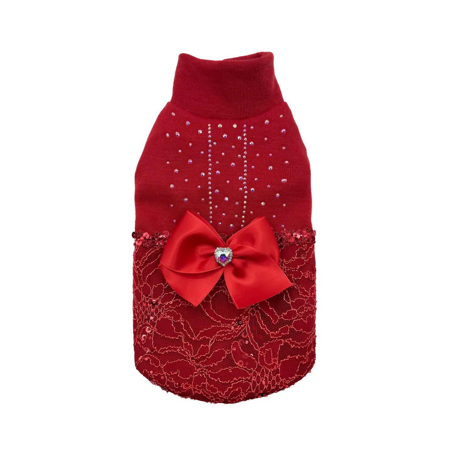 Maglioncino Mirabelle – Viscosa Morbida con Cristalli, Pizzo e Fiocco in Raso