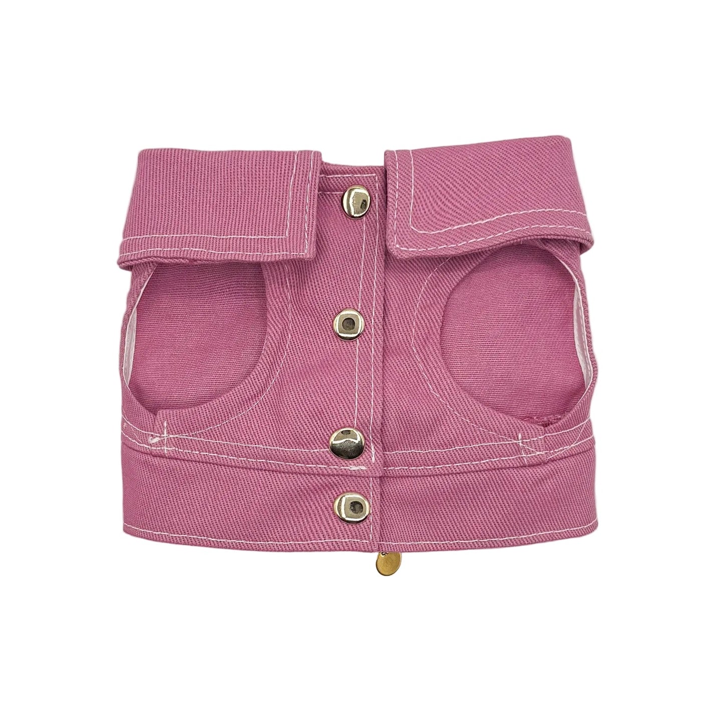 Mini BauJeans Bijoux fuxia dettaglio frontale con bottoncini dorati