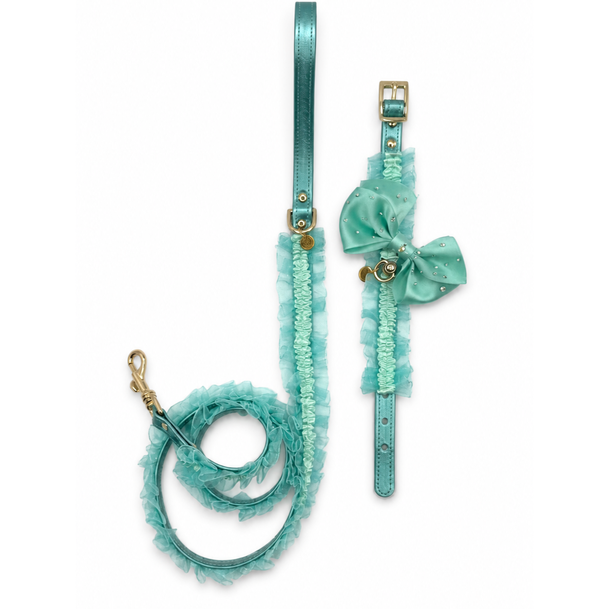 Set Lingerie Tiffany con collare e guinzaglio coordinati per cani piccoli