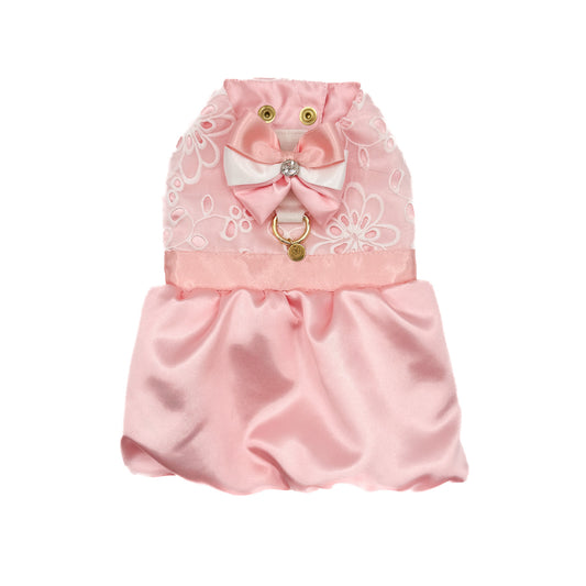 Aurora abito in organza ricamata e raso per cani piccoli da cerimonia