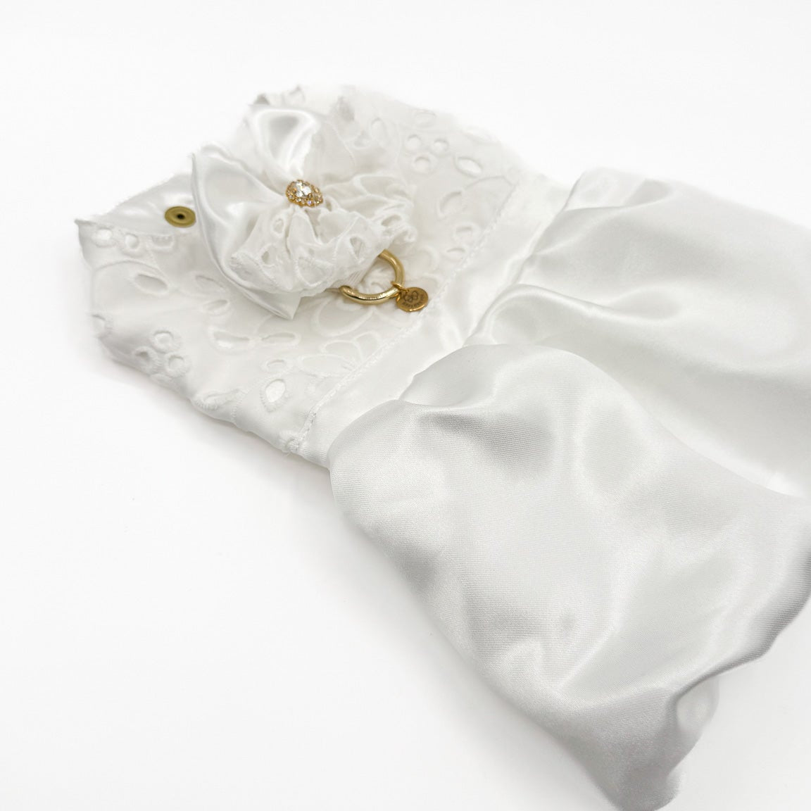 Aurora abito elegante in raso e organza Bauloveyou per cani piccoli