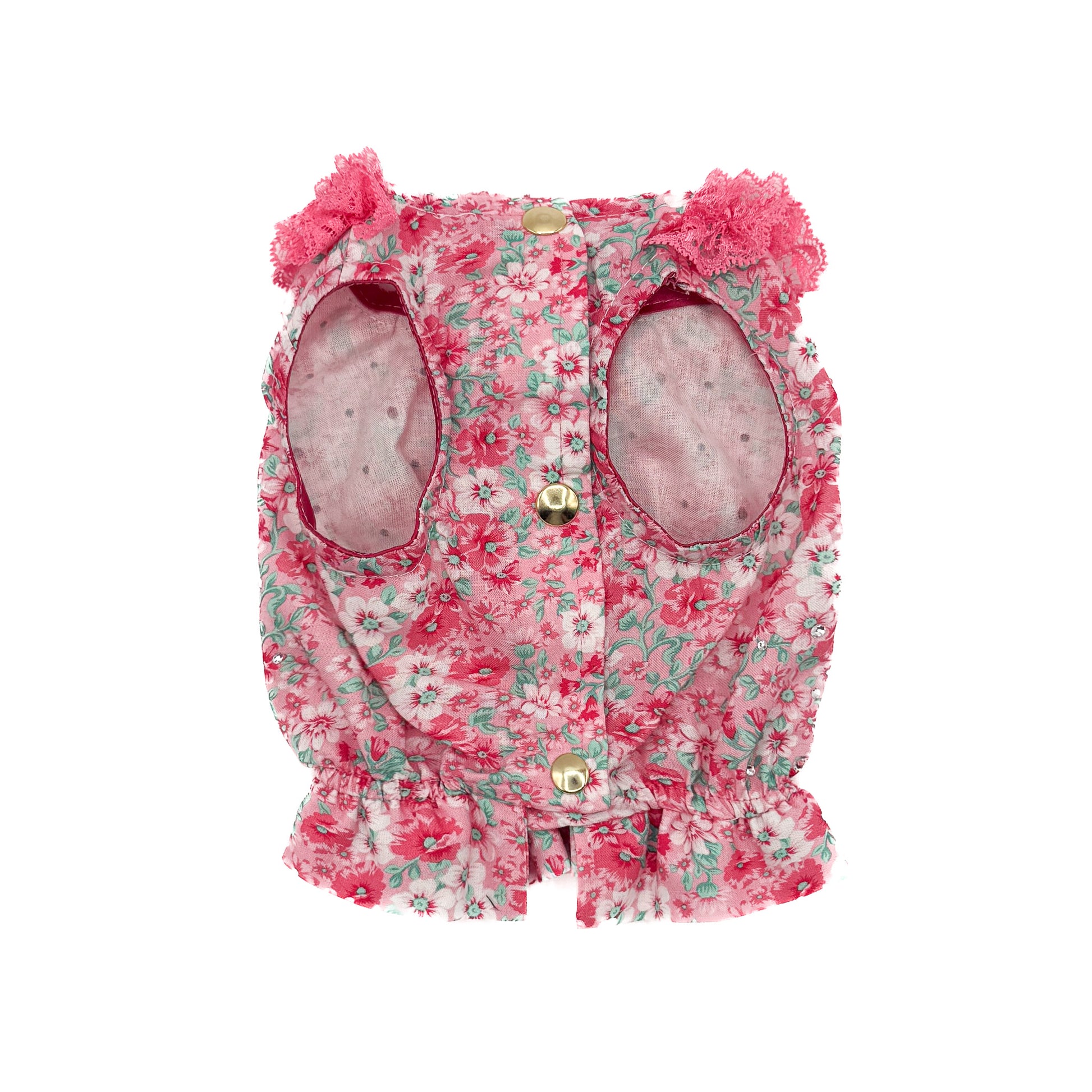 Retro camicina Provenza in cotone floreale con gancio guinzaglio