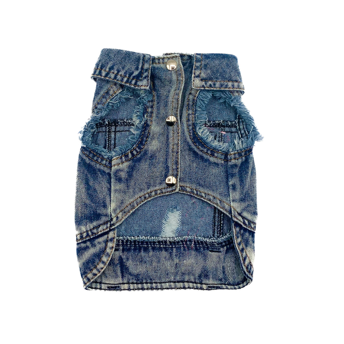 BauJeans Lollipop aperto, davanti con bottoni a pressione e tasche sfrangiate