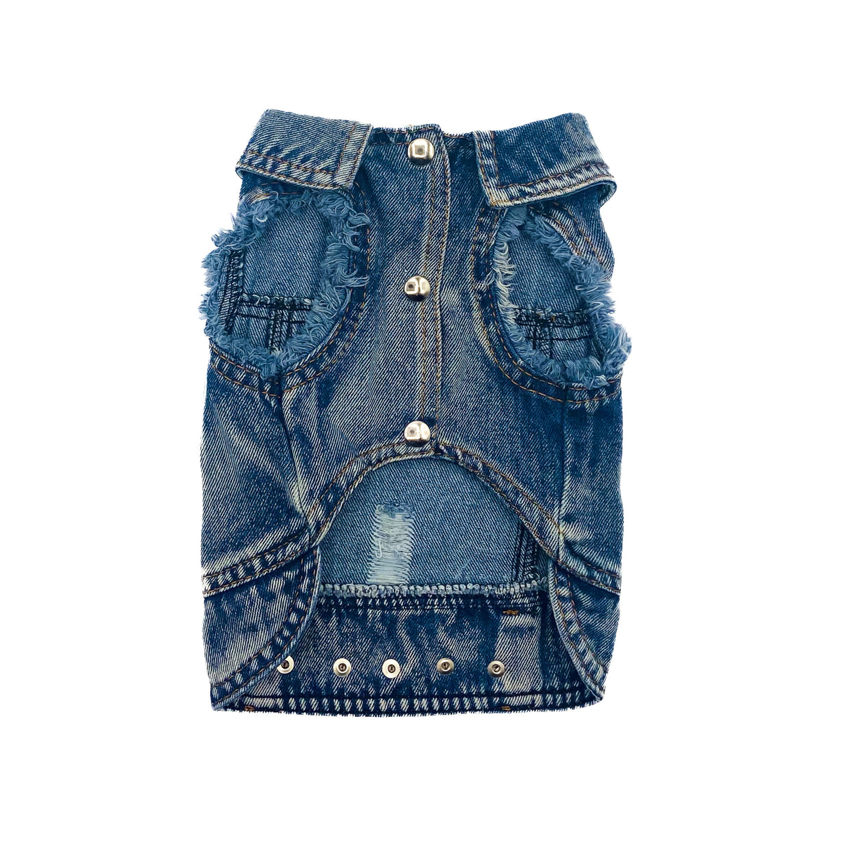 BauJeans Skull aperto, davanti con bottoni a pressione e tasche sfrangiate