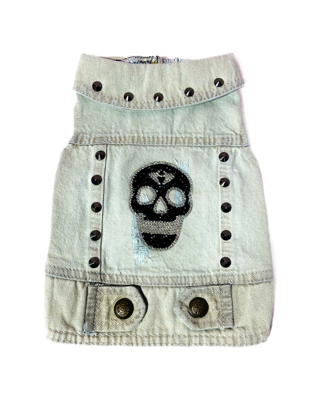 BauJeans Skull azzurro chiarissimo con teschio di strass e borchie