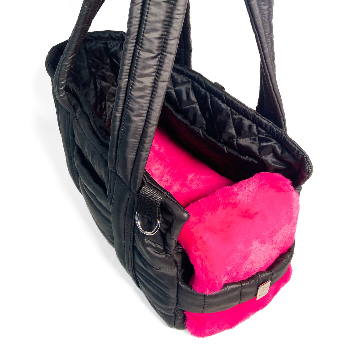 Borsa Puff Bag con il cuscino in pelouche fucsia