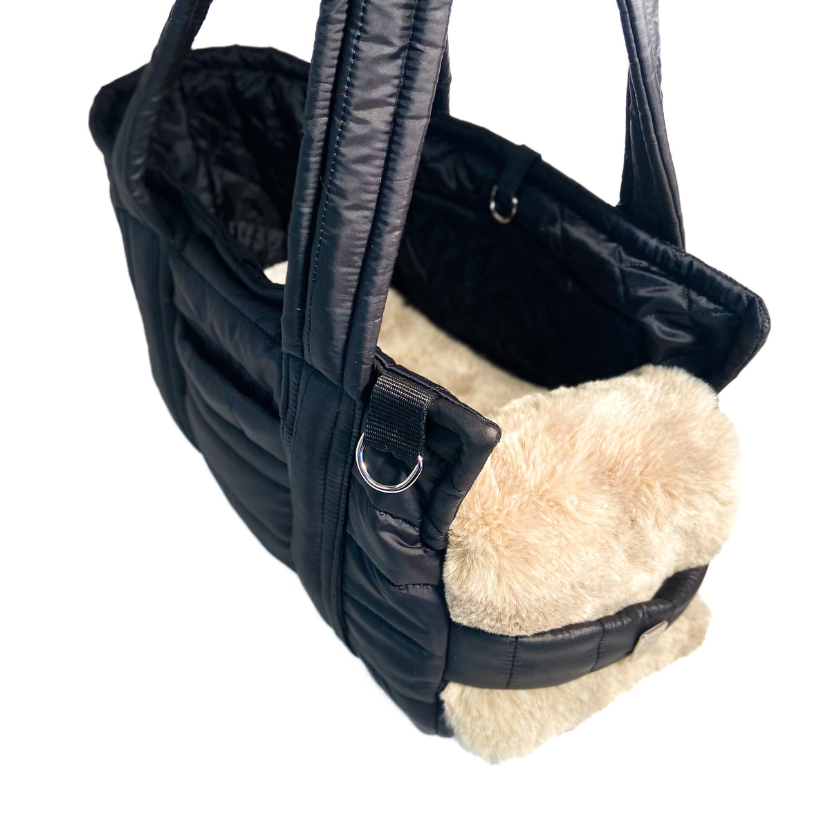 Borsa Puff Bag con il cuscino in pelouche tortora
