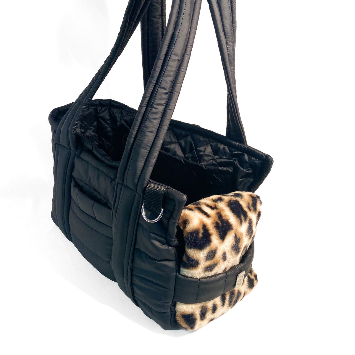 Borsa Puff Bag con il cuscino in pelouche maculato
