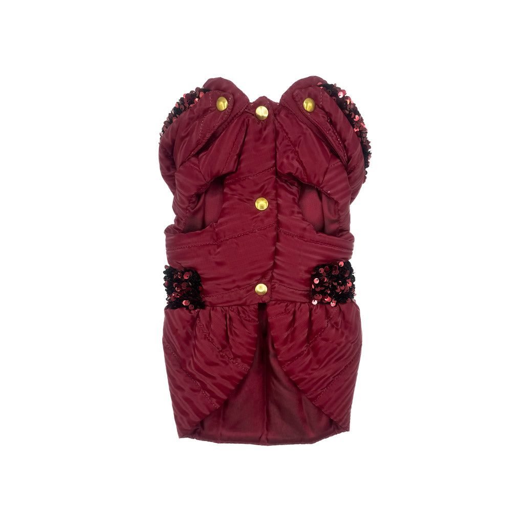 Cappotto Borgogna - Eleganza Impermeabile in Bordeaux con Paillettes