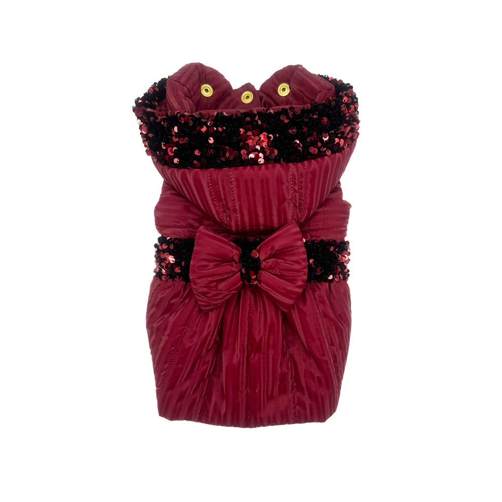 Cappotto Borgogna - Eleganza Impermeabile in Bordeaux con Paillettes