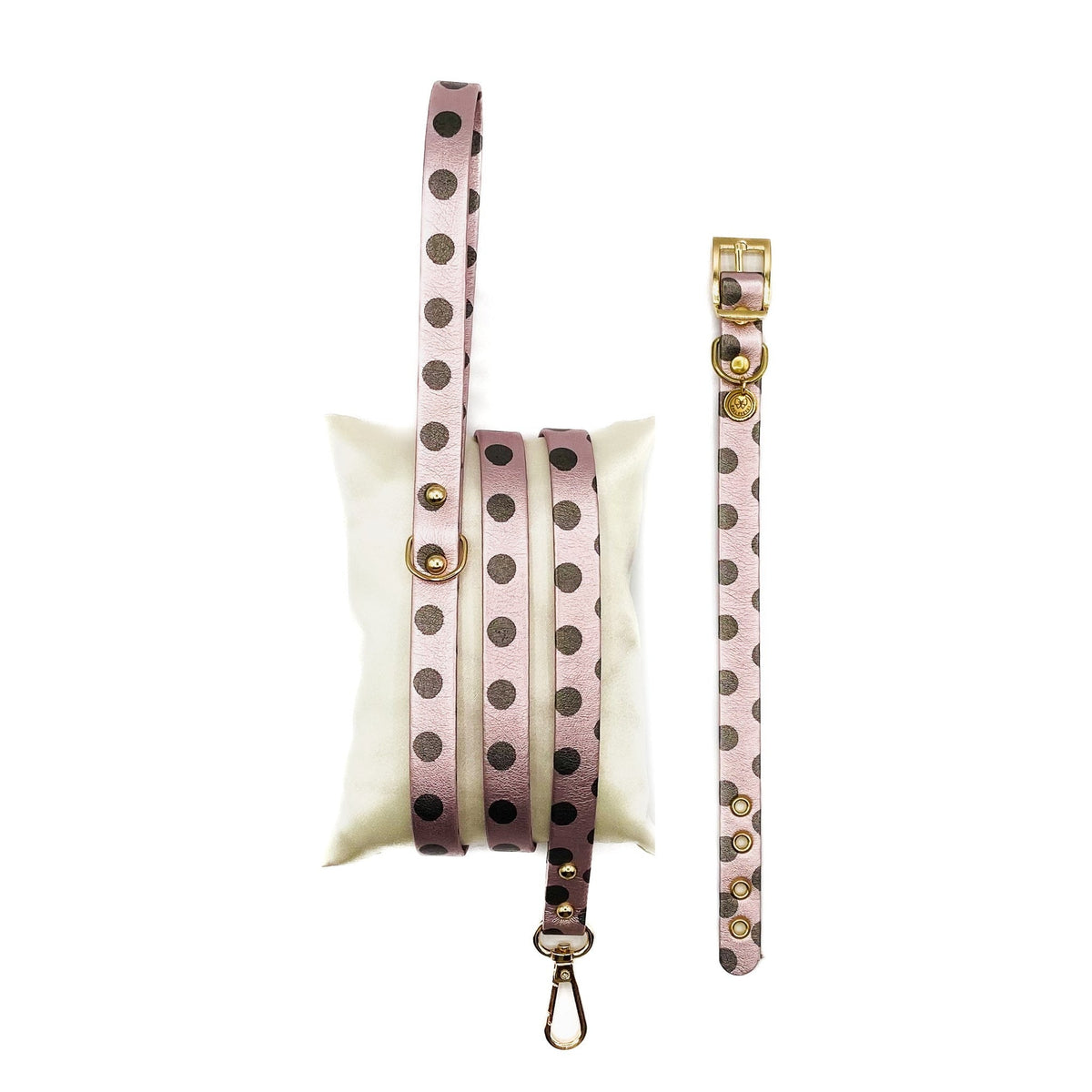 POIS ROSA set collare e guinzaglio