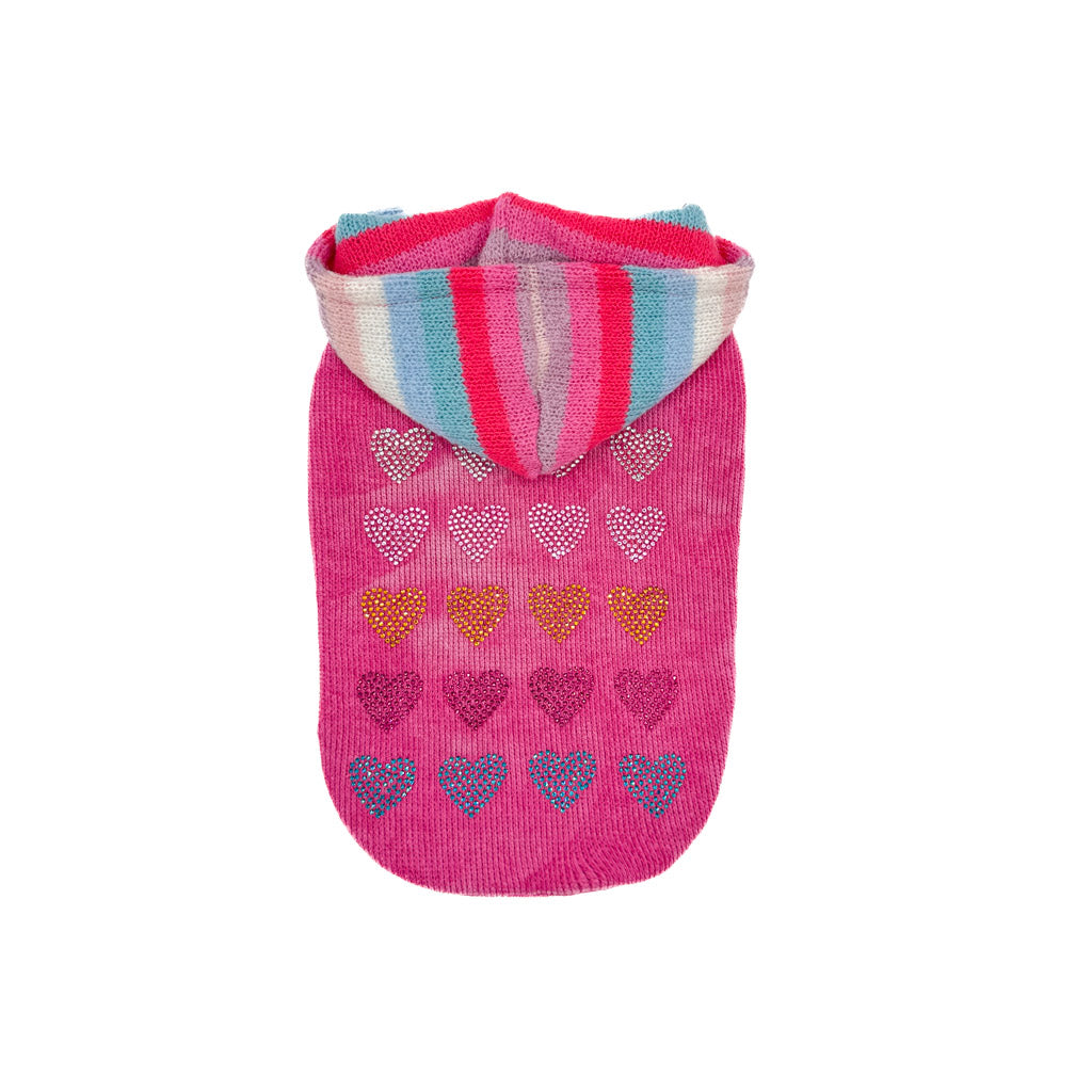 Felpa Fresia con cappuccio rigato multicolore in lana