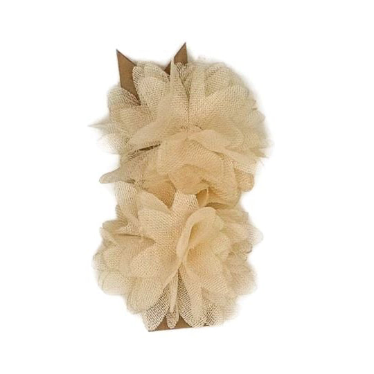 Fermaglio a fiore in tulle beige chiaro per cani piccoli