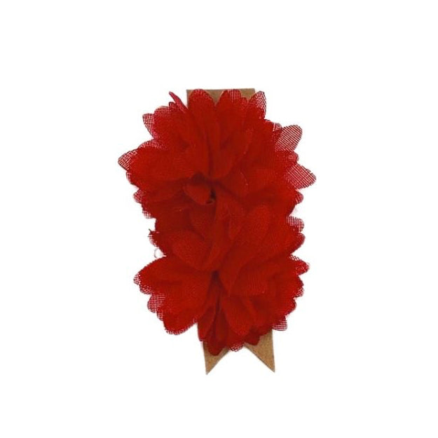 Fermaglio a fiore in tulle rosso per cani piccoli