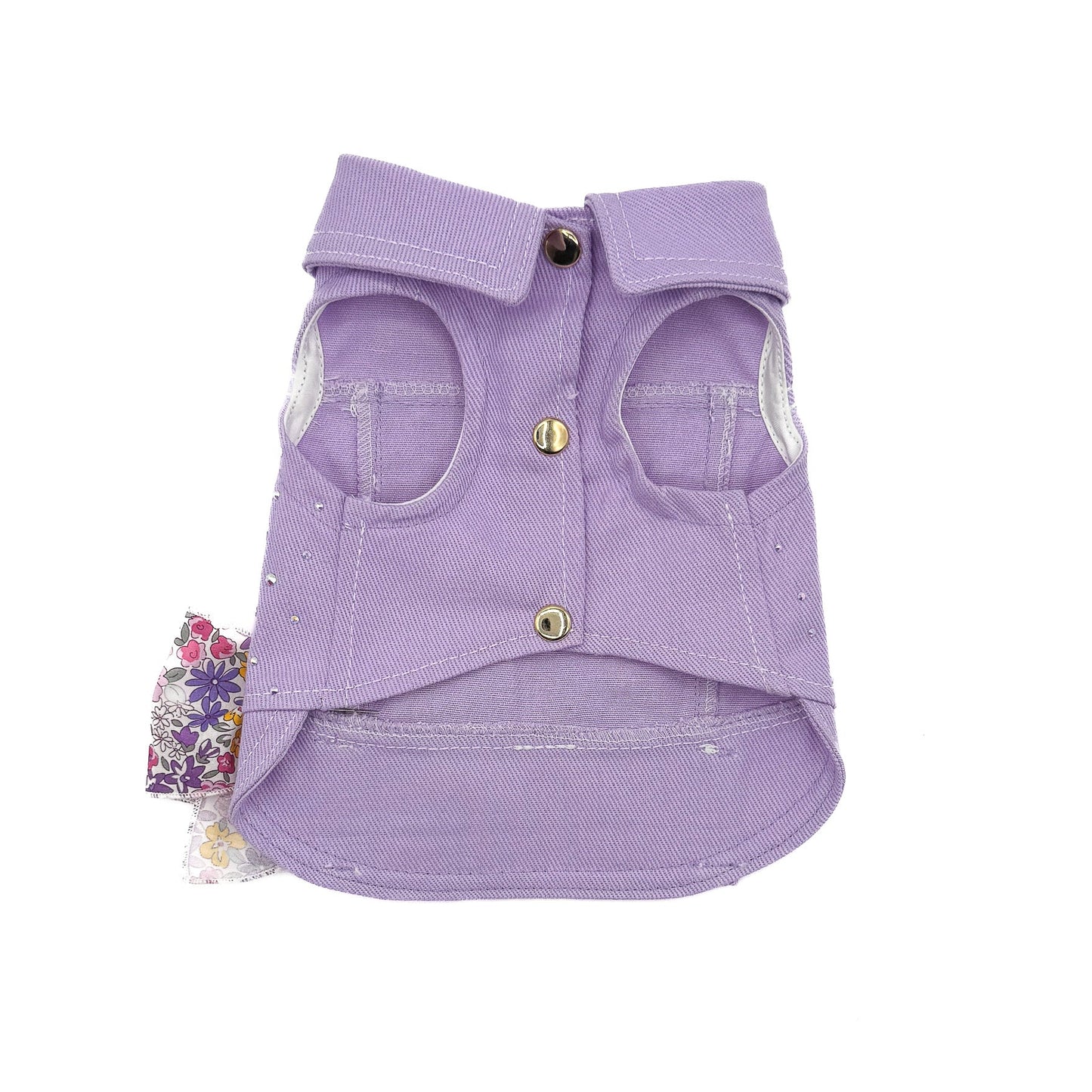 BauJeans Couture Stardust lilla sul retro con cristalli aurora boreale e fiocco removibile