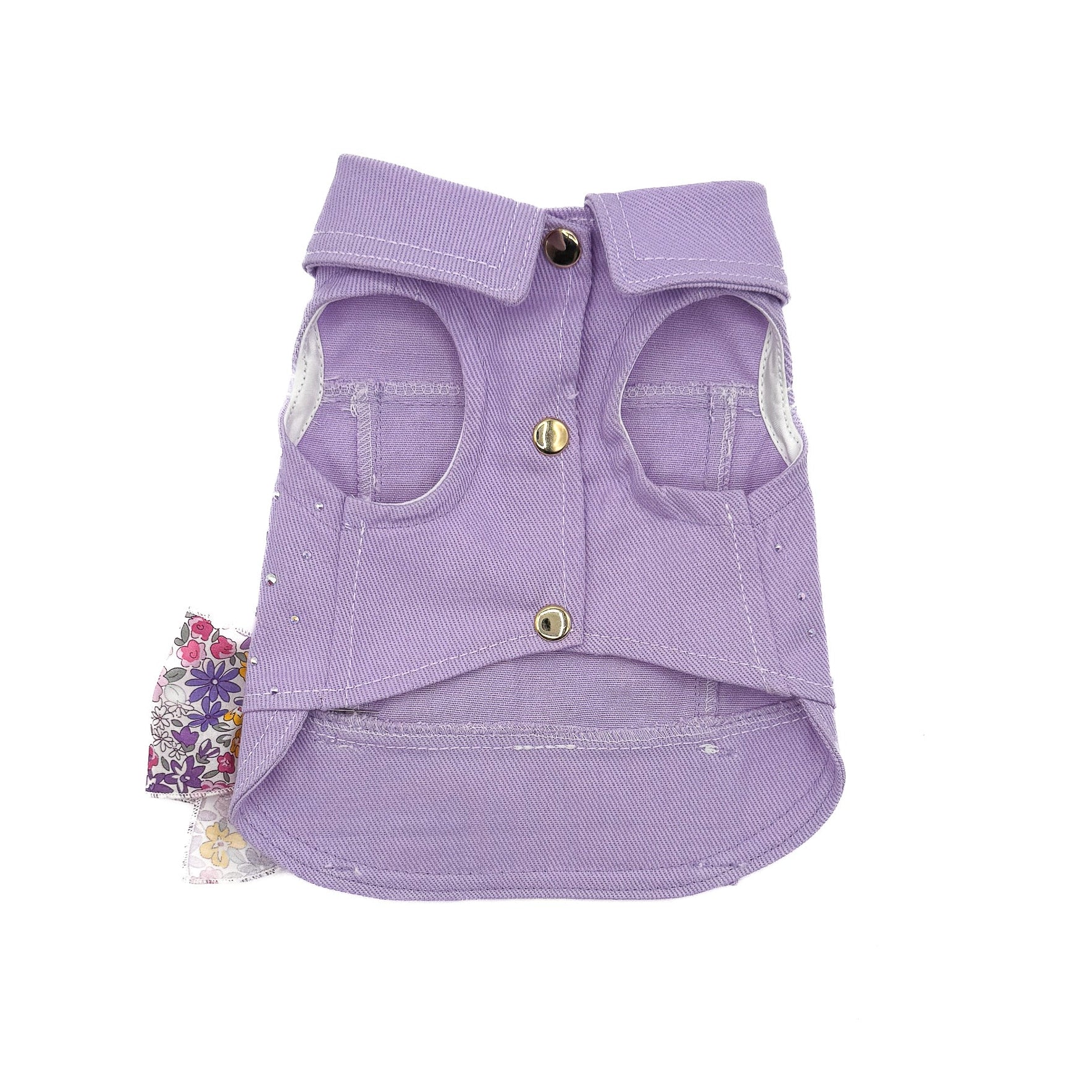 BauJeans Couture Stardust lilla sul retro con cristalli aurora boreale e fiocco removibile