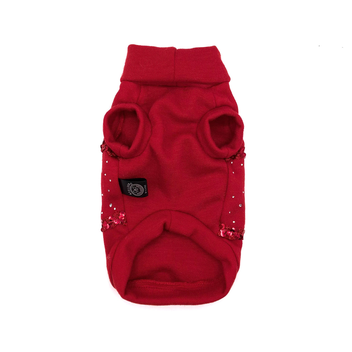 Maglioncino Luce rosso rubino visto da sotto