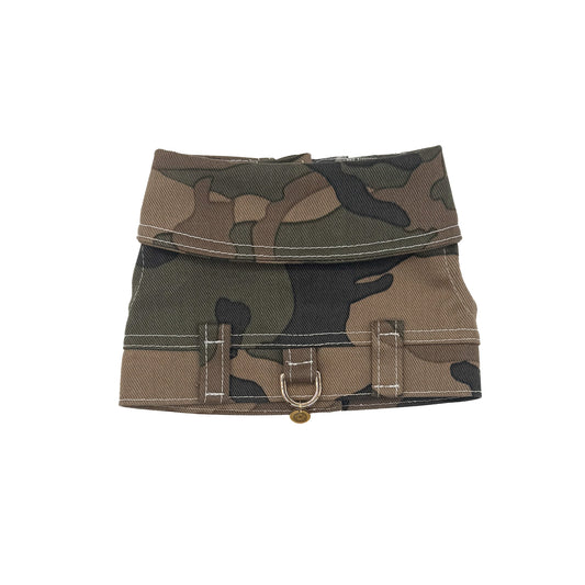 Mini BauJeans Ranger mimetico, retro con gancio dorato e passanti