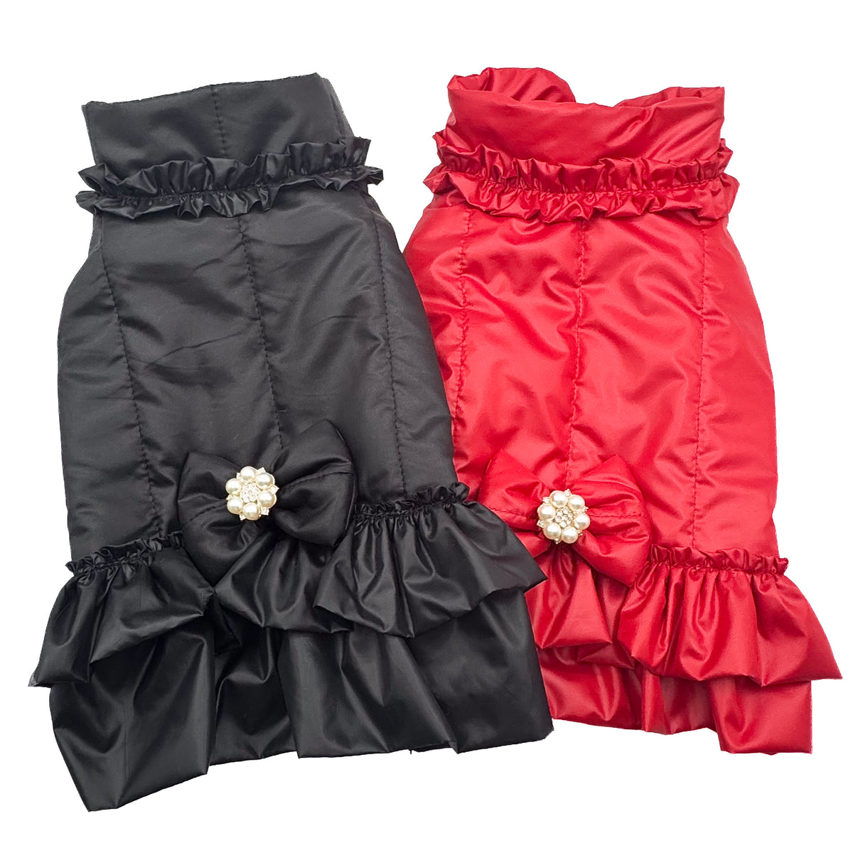Piumino Elisabeth nero e rosso per cani piccoli