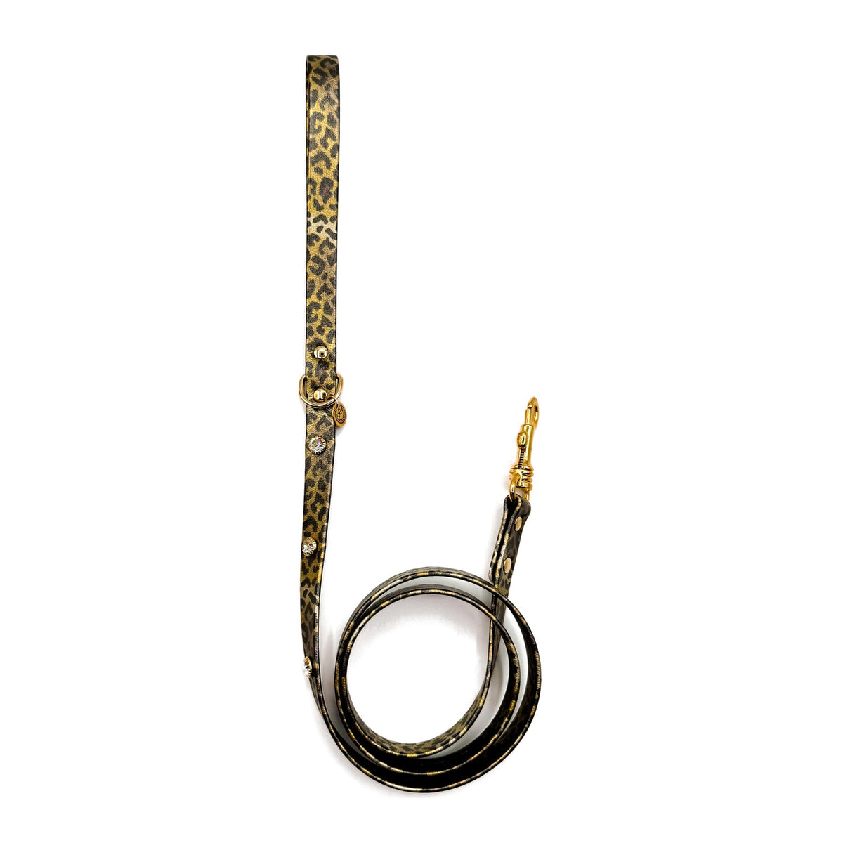 Guinzaglio Wild oro in ecopelle leopardata