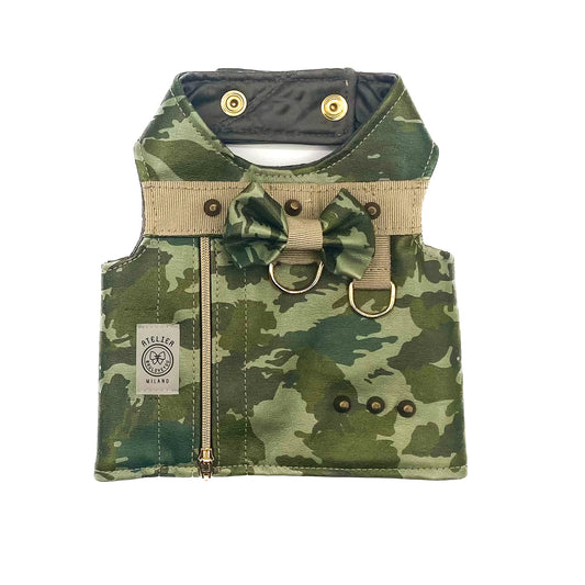 Baukiodino Camo in similpelle camouflage con papillon e anello