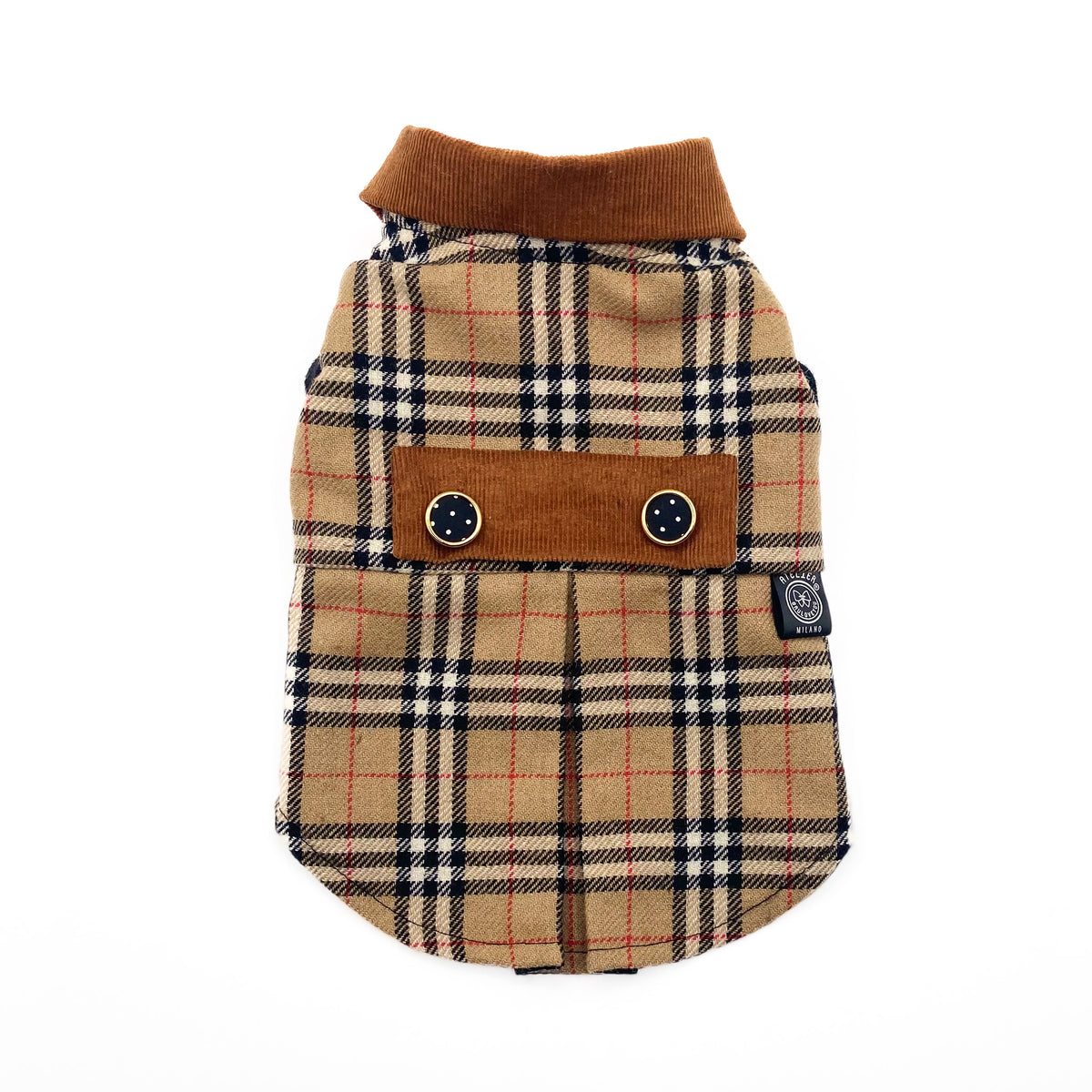 Cappottino Britannia con colletto in velluto, martingala e bottoncini