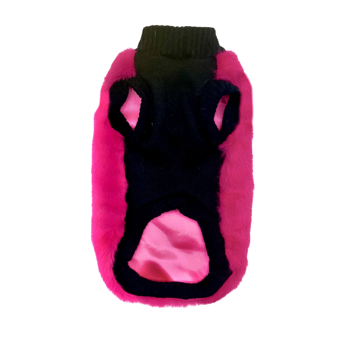 Lato davanti in maglia nera del Maglioncino Jasmine fucsia