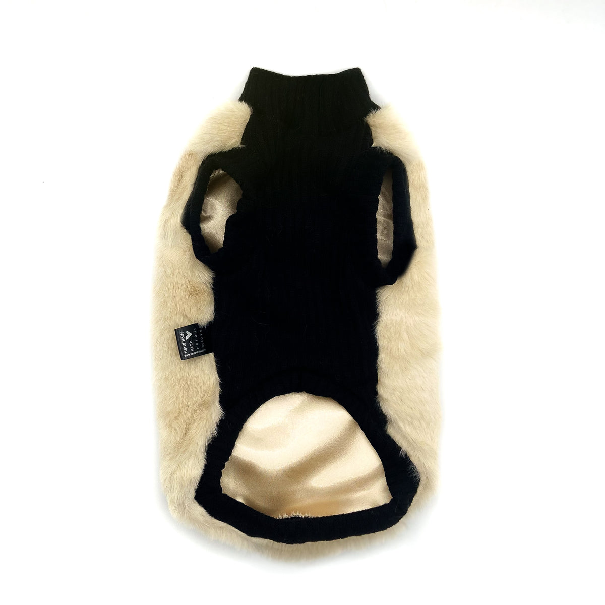 Lato davanti in maglia nera del Maglioncino Jasmine panna